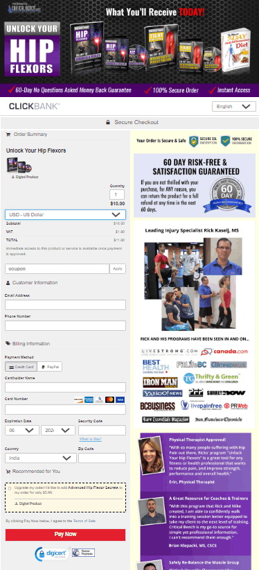 Unlock Your Hip Flexors Checkout Page
